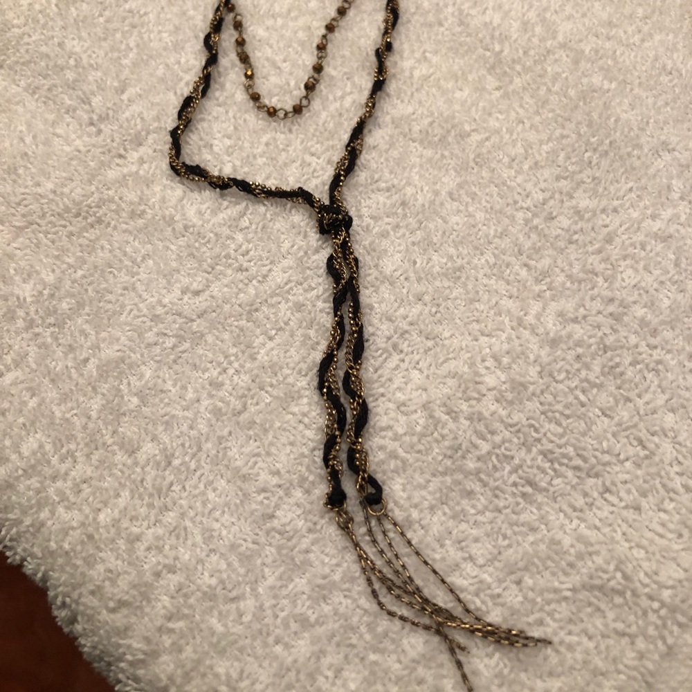 Free People black/ rustic gold layered necklace